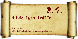 Mihályka Irén névjegykártya